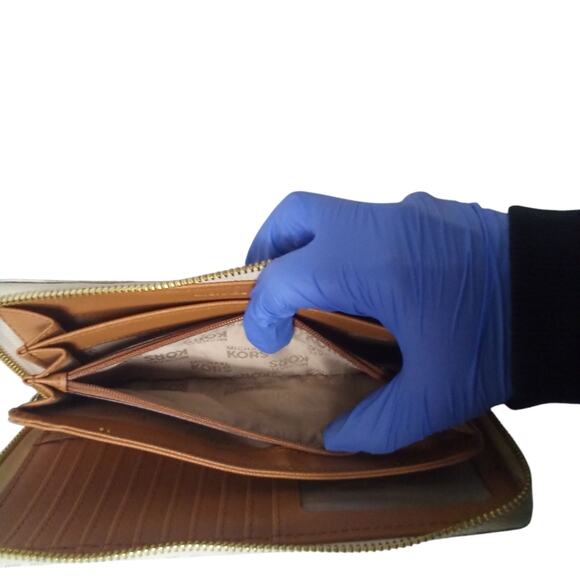 Michael Kors Cream Monogram Wallet with Gold Accents - Picture 7 of 7